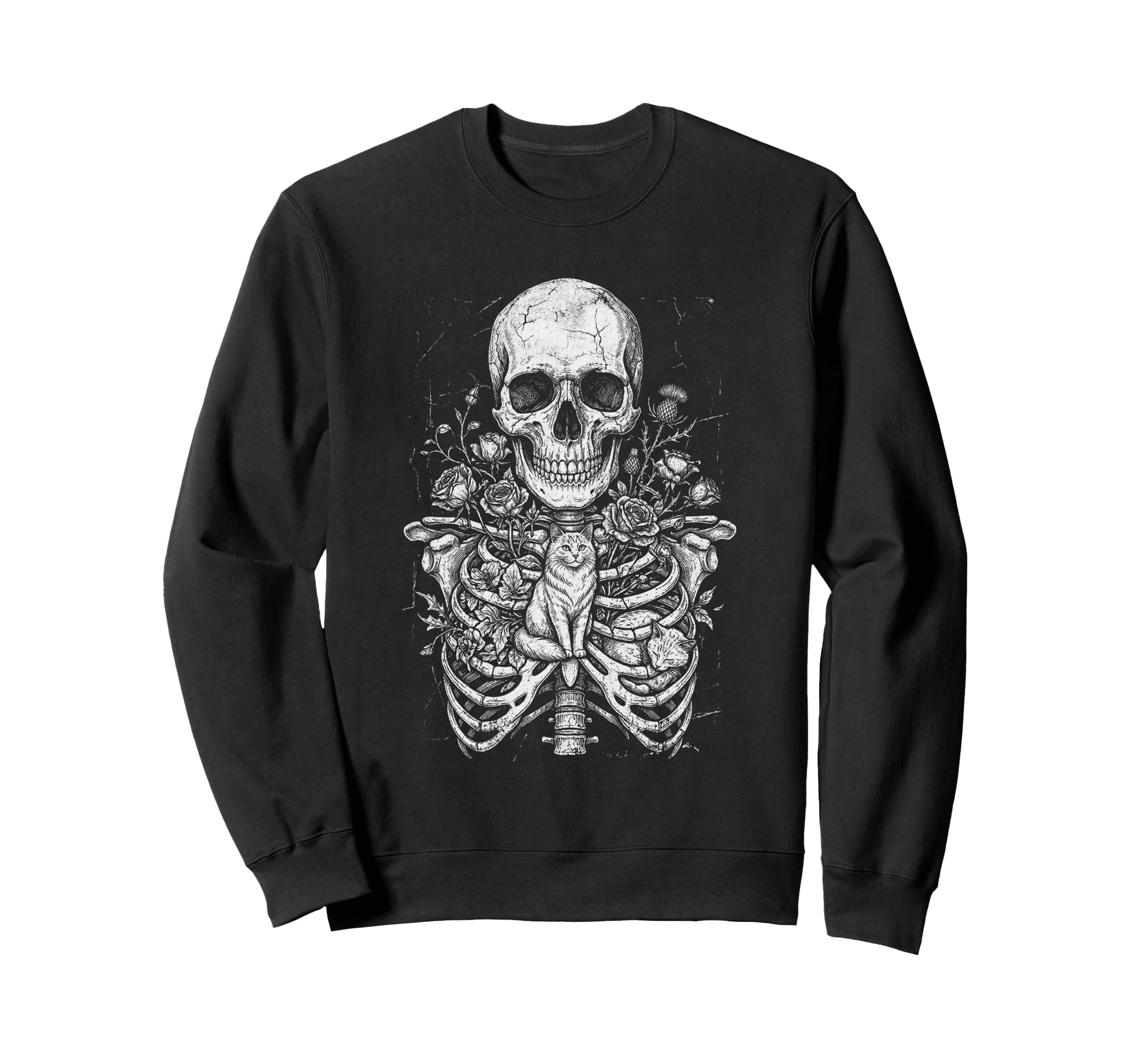 Skull Cat Skeleton Kitty Kitten Sweatshirt - Streetwear Style for Adults - T-Shirt, Sweatshirt, Hoodie