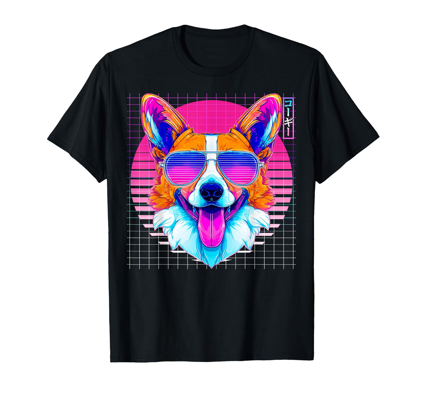 Corgi Sunglasses Dog Vaporwave Aesthetic T-Shirt - Trendy Graphic Men Women - T-Shirt, Sweatshirt, Hoodie