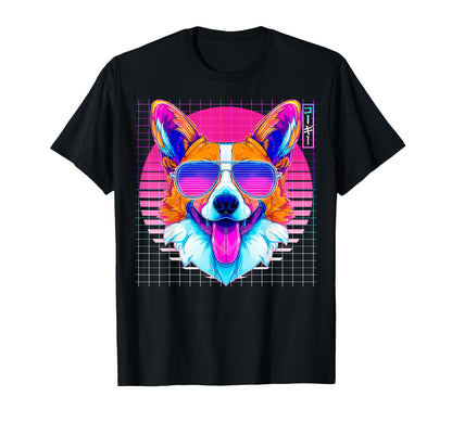 Corgi Sunglasses Dog Vaporwave Aesthetic T-Shirt - Trendy Graphic Men Women - T-Shirt, Sweatshirt, Hoodie