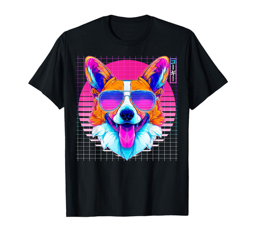 Corgi Sunglasses Dog Vaporwave Aesthetic T-Shirt - Trendy Graphic Men Women - T-Shirt, Sweatshirt, Hoodie