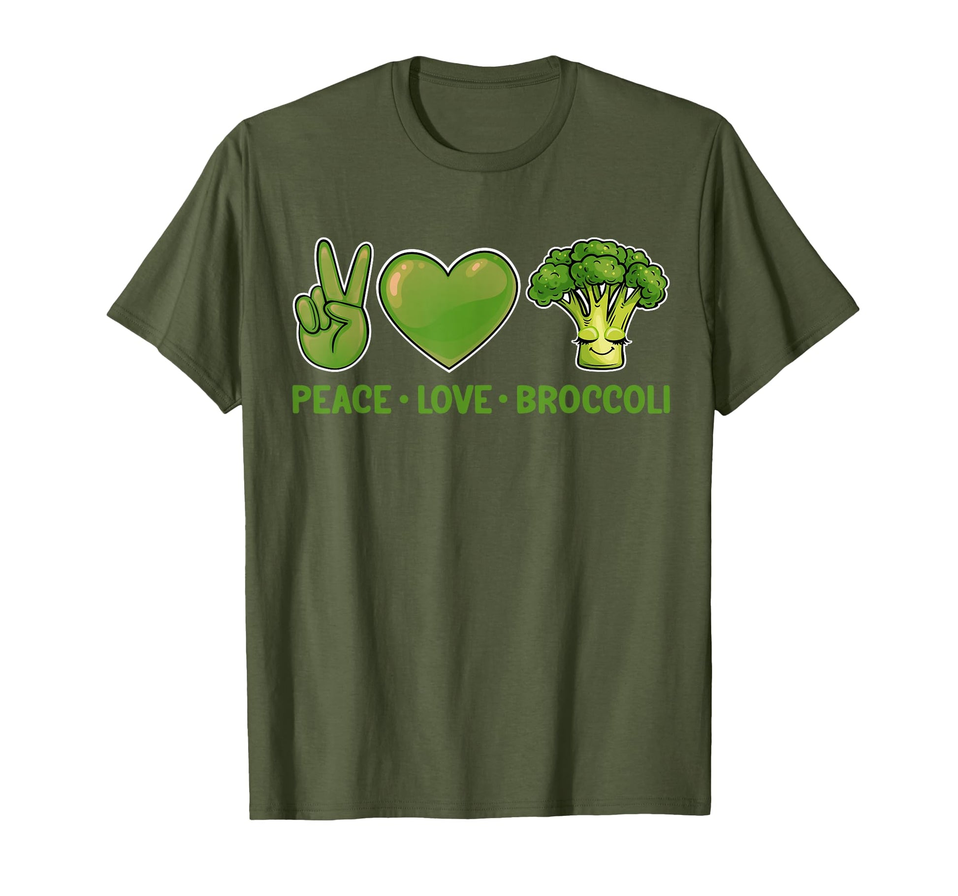 Peace Love And Broccoli Funny T-Shirt - Aesthetic Graphic for Adults - T-Shirt, Sweatshirt, Hoodie