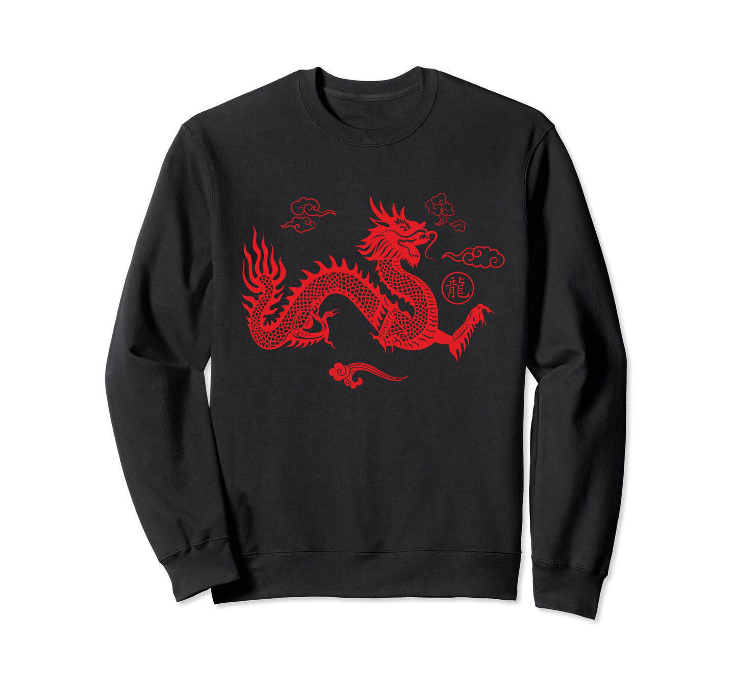 Red Japanese Dragon Aesthetic Sweatshirt - Trendy Graphic for Adults - T-Shirt, Sweatshirt, Hoodie