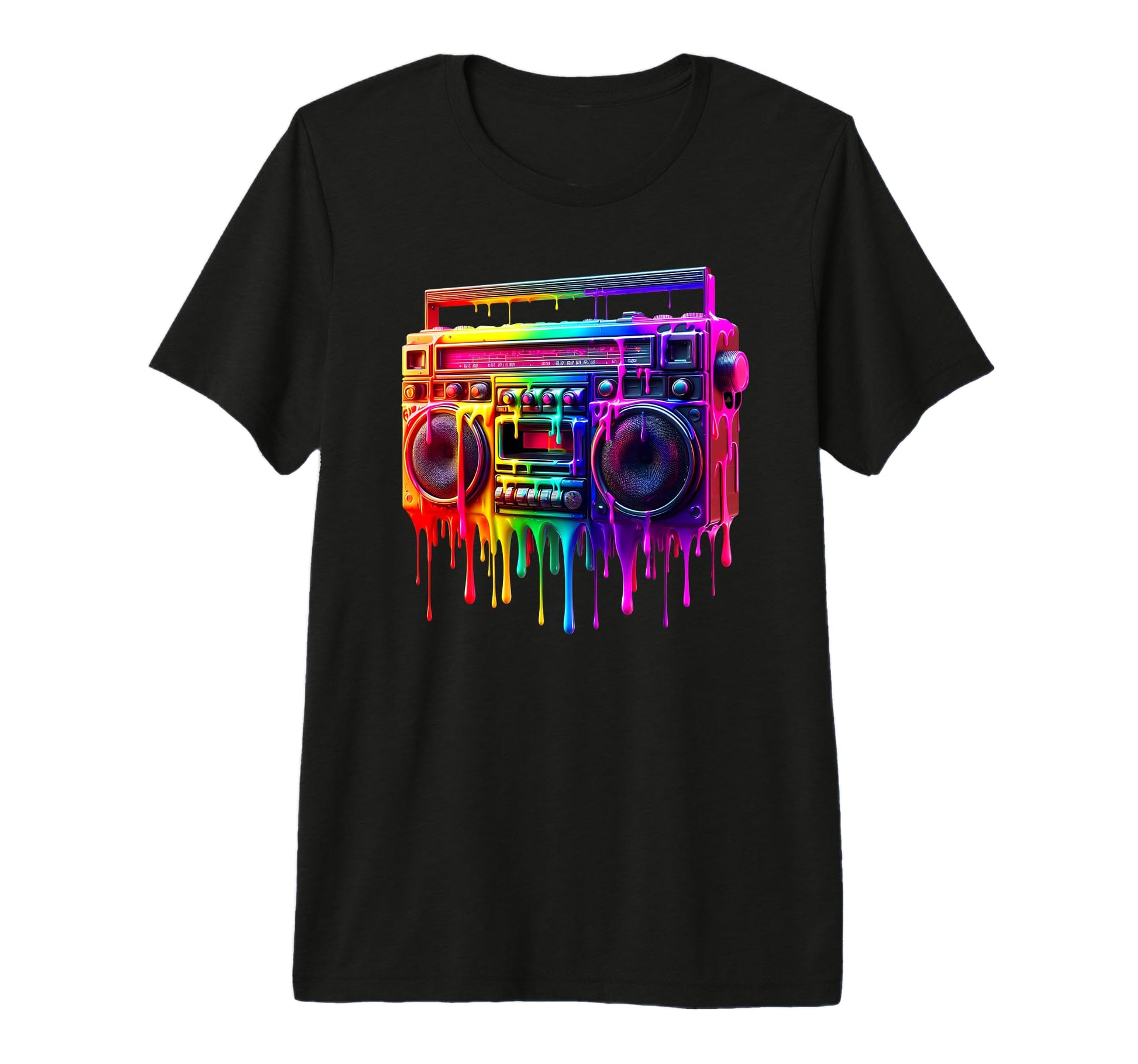 Dripping Paint Boombox Old School 80S T-Shirt - Novelty Apparel Men Women - T-Shirt, Sweatshirt, Hoodie