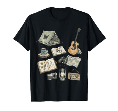Solo Nature Camping Journal Forest Icons T-Shirt - Custom Art Print Unisex - T-Shirt, Sweatshirt, Hoodie