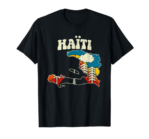 Ha Ti Haitian Country Rainbow 70S Map T-Shirt - Fun Novelty Design Unisex - T-Shirt, Sweatshirt, Hoodie