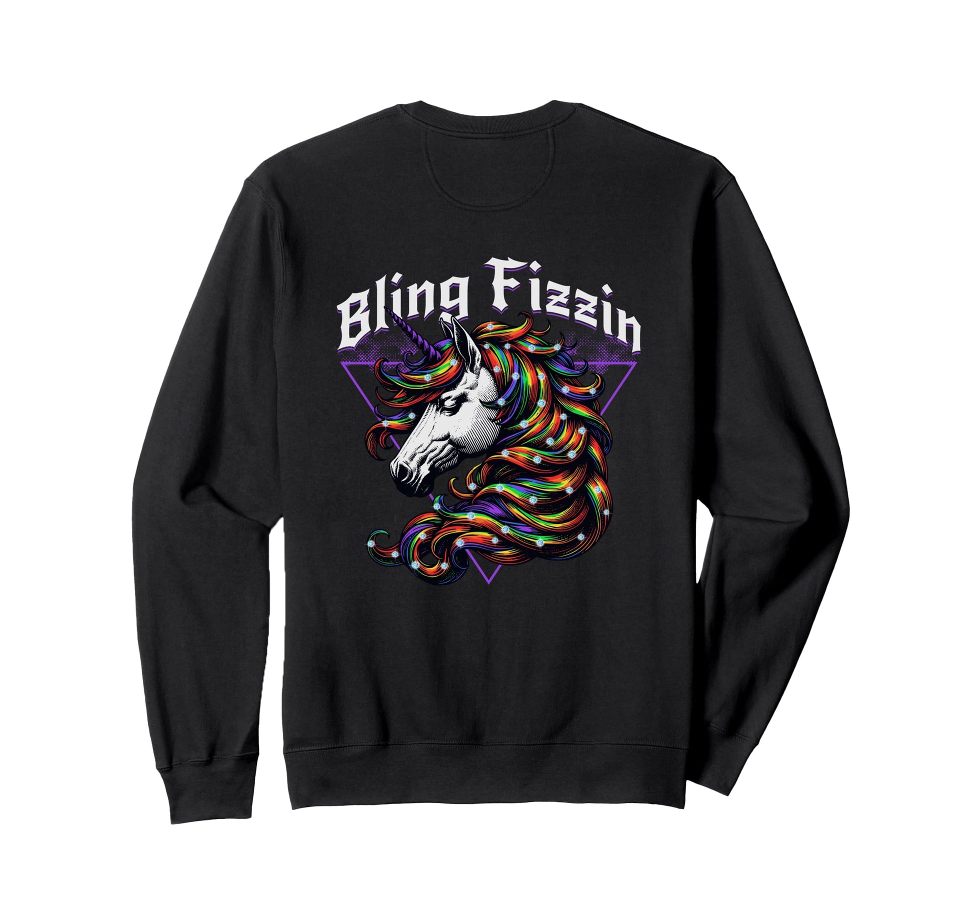 Bling Fizzin Unicorn Rainbow Hair Sweatshirt - Trendy Graphic for Adults - T-Shirt, Sweatshirt, Hoodie