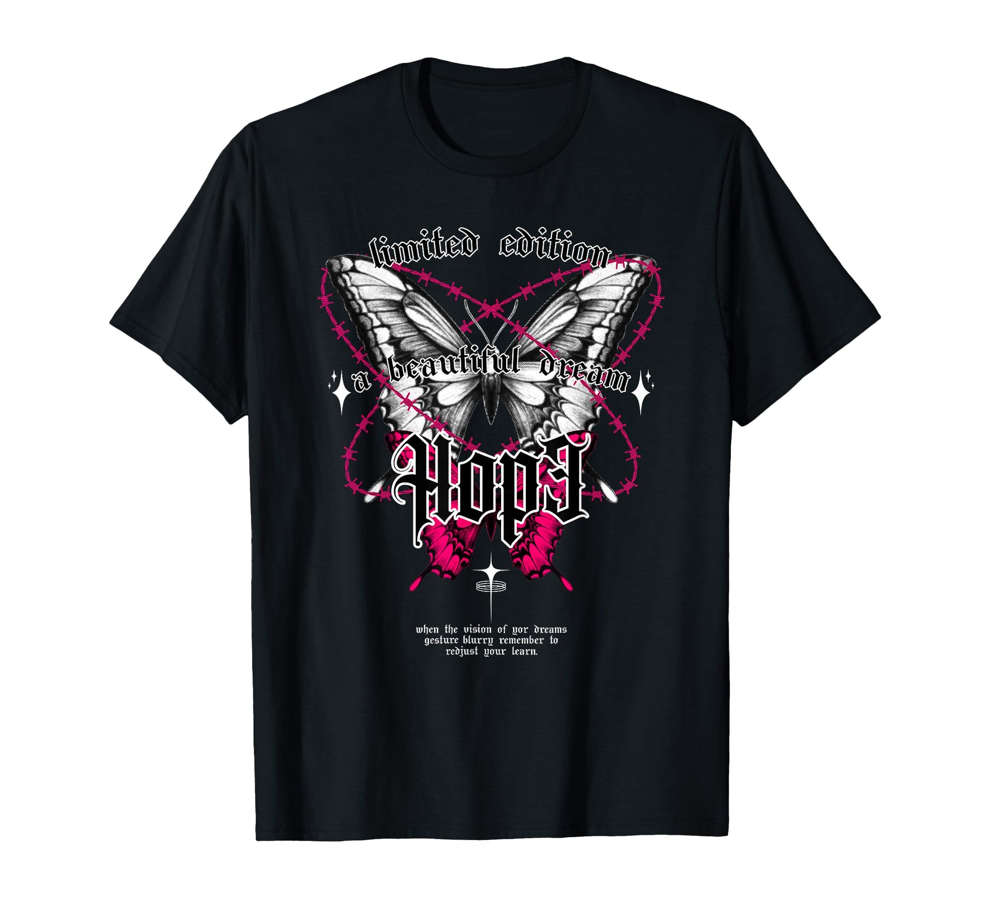 Butterfly Hope Y2K Grunge Aesthetic T-Shirt - Graphic Print Men Women - T-Shirt, Sweatshirt, Hoodie