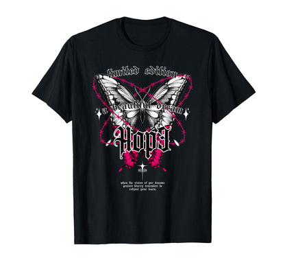 Butterfly Hope Y2K Grunge Aesthetic T-Shirt - Graphic Print Men Women - T-Shirt, Sweatshirt, Hoodie