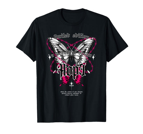 Butterfly Hope Y2K Grunge Aesthetic T-Shirt - Graphic Print Men Women - T-Shirt, Sweatshirt, Hoodie