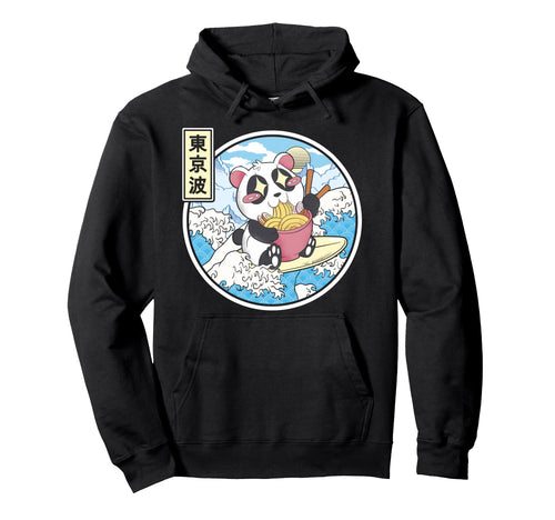Panda Bear Ramen Japanese Wave Vaporwave Hoodie - Trendy Graphic Unisex - T-Shirt, Sweatshirt, Hoodie