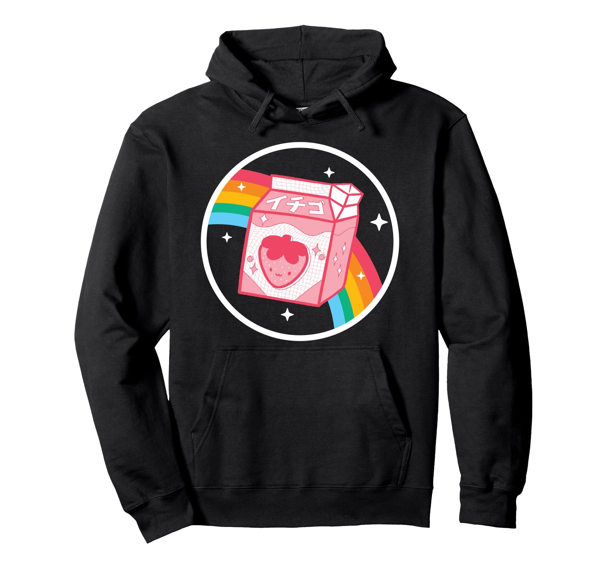 Strawberry Milk Carton Kawaii Rainbow Hoodie - Streetwear Style for Adults - T-Shirt, Sweatshirt, Hoodie
