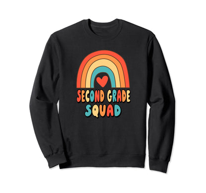 2Nd Grade Squad Teacher Rainbow Sweatshirt - Custom Art Print for Adults - T-Shirt, Sweatshirt, Hoodie