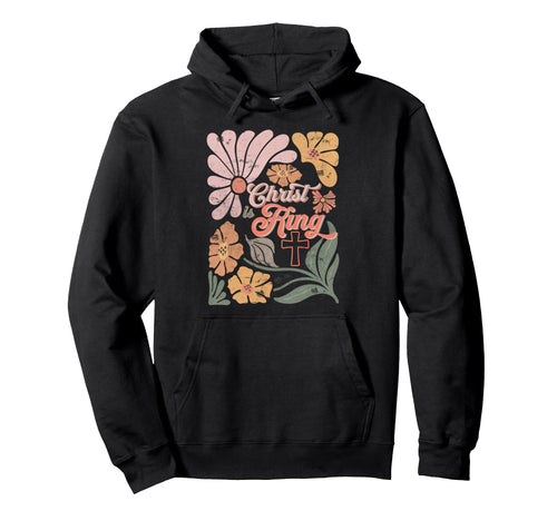 Boho Christian Christ Is King Cross Hoodie - Minimalist Print for Adults - T-Shirt, Sweatshirt, Hoodie