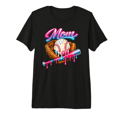 Baseball Mom Ice Cream Drip Baseball T-Shirt - Casual Everyday Wear Unisex - T-Shirt, Sweatshirt, Hoodie