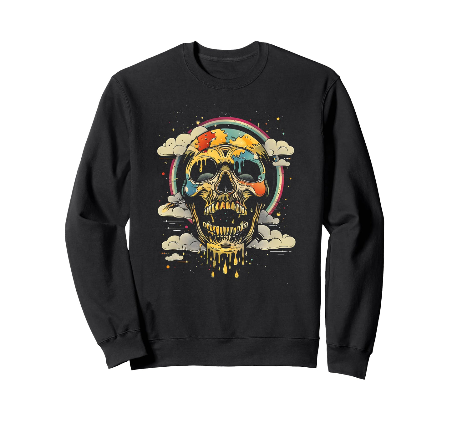Psychedelic Melting Skull Sweatshirt - Casual Everyday Wear for Adults - T-Shirt, Sweatshirt, Hoodie