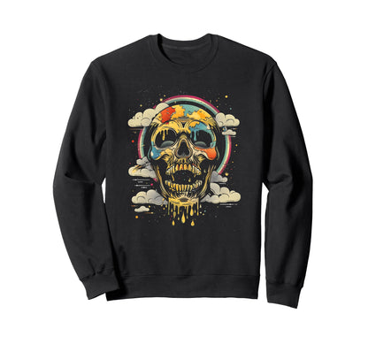 Psychedelic Melting Skull Sweatshirt - Casual Everyday Wear for Adults - T-Shirt, Sweatshirt, Hoodie