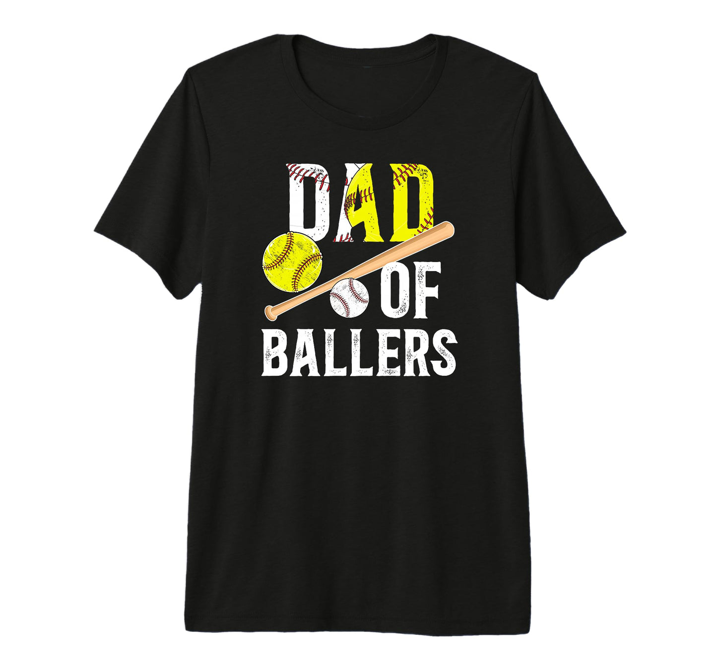 Mens Dad Ballers Proud Softball T-Shirt - Minimalist Print Men Women - T-Shirt, Sweatshirt, Hoodie