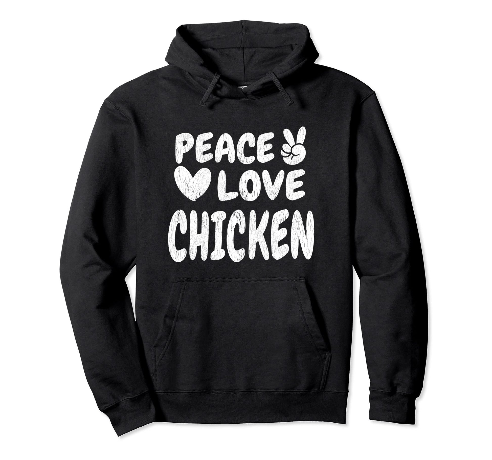 Peace Love Chicken Food Groovy 60S 70S Hoodie - Trendy Graphic Unisex - T-Shirt, Sweatshirt, Hoodie