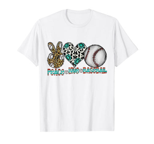 Peace Love Baseball Player Mom T-Shirt - Aesthetic Graphic for Adults - T-Shirt, Sweatshirt, Hoodie