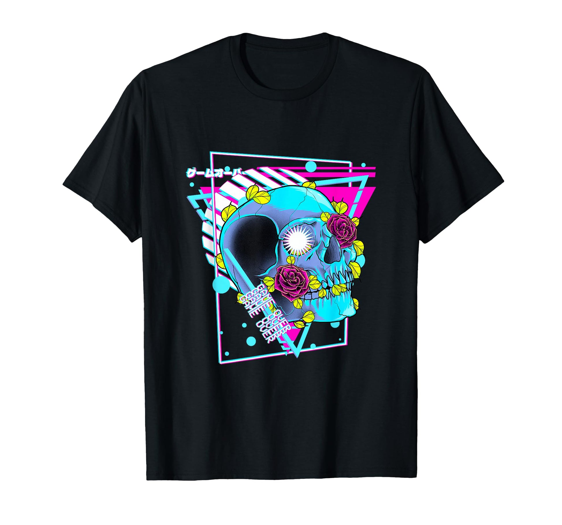 Game Over Vaporwave Aesthetic Skull And T-Shirt - Graphic Print Unisex - T-Shirt, Sweatshirt, Hoodie