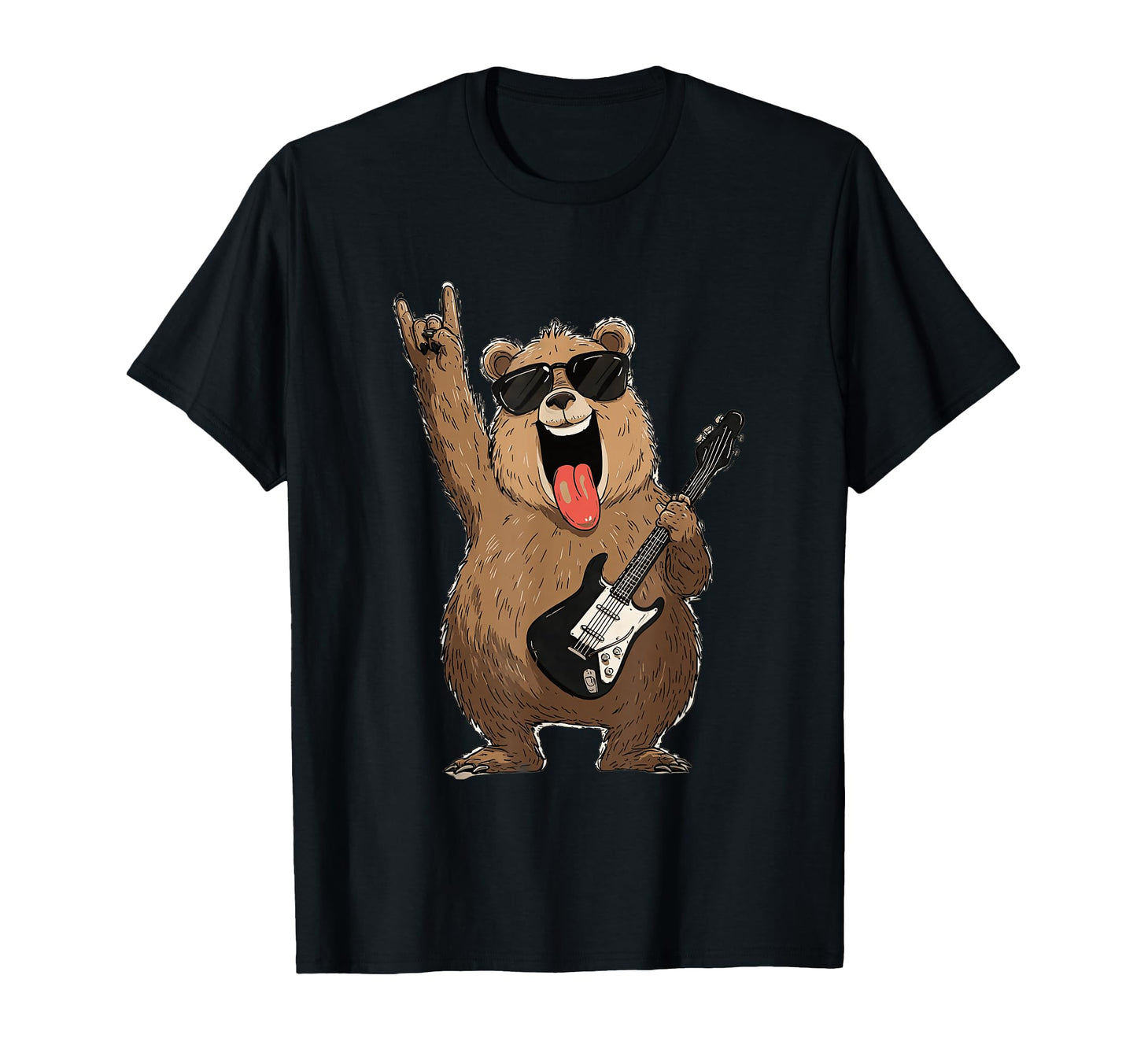 Rock Bear Funny Guitar Player T-Shirt - Fun Novelty Design Unisex - T-Shirt, Sweatshirt, Hoodie