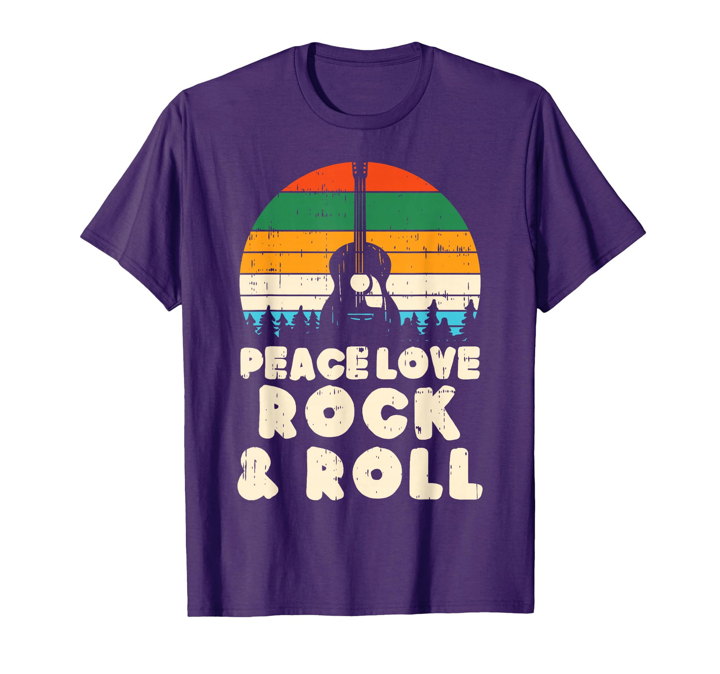 Peace Love Rock N Roll Guitar 80S T-Shirt - Aesthetic Graphic Men Women - T-Shirt, Sweatshirt, Hoodie