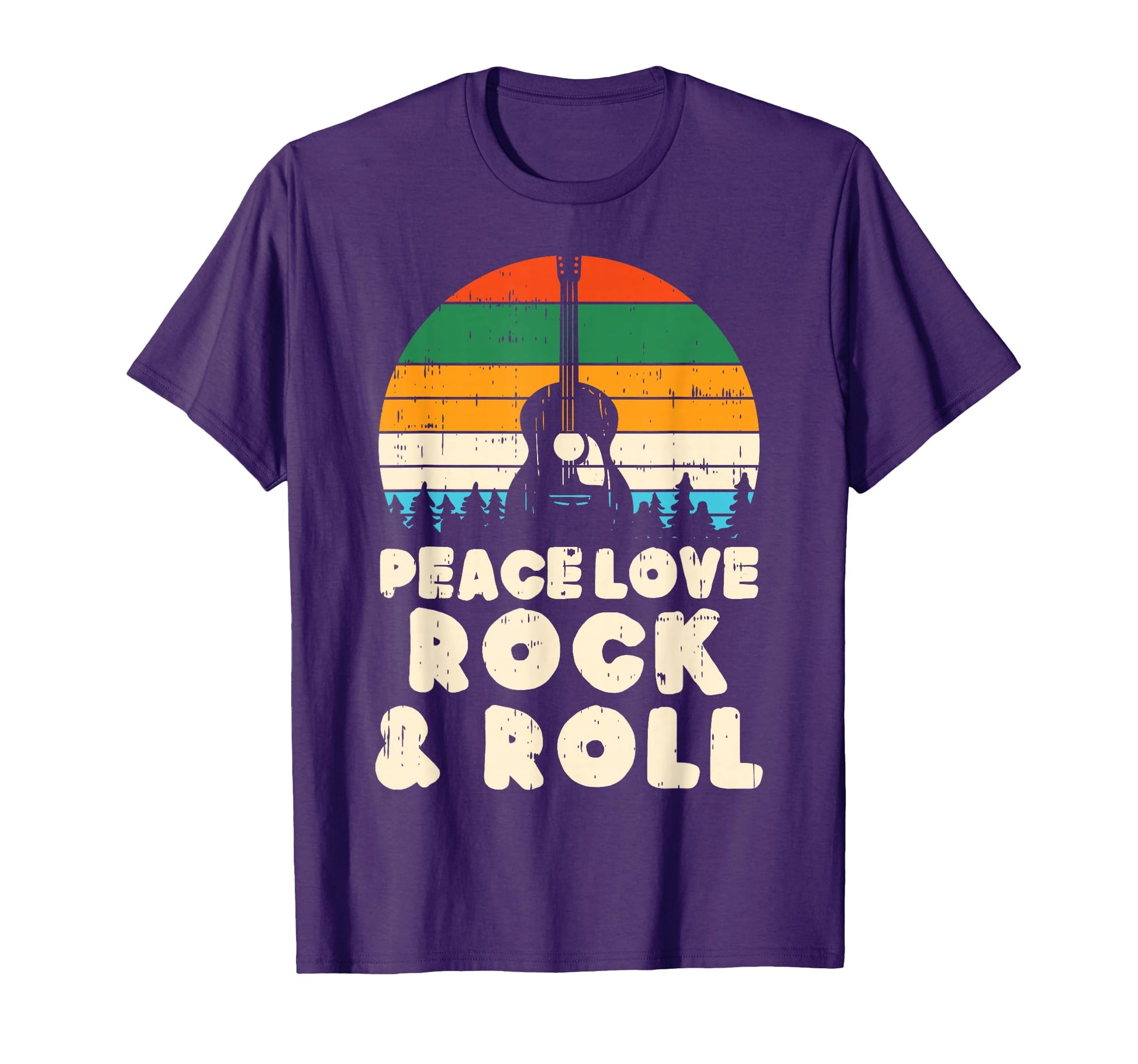 Peace Love Rock N Roll Guitar 80S T-Shirt - Aesthetic Graphic Men Women - T-Shirt, Sweatshirt, Hoodie