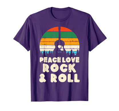 Peace Love Rock N Roll Guitar 80S T-Shirt - Aesthetic Graphic Men Women - T-Shirt, Sweatshirt, Hoodie