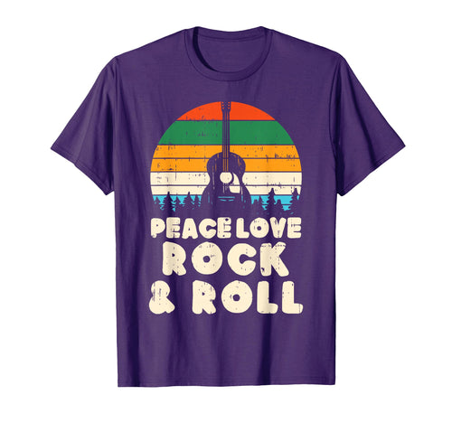 Peace Love Rock N Roll Guitar 80S T-Shirt - Aesthetic Graphic Men Women - T-Shirt, Sweatshirt, Hoodie
