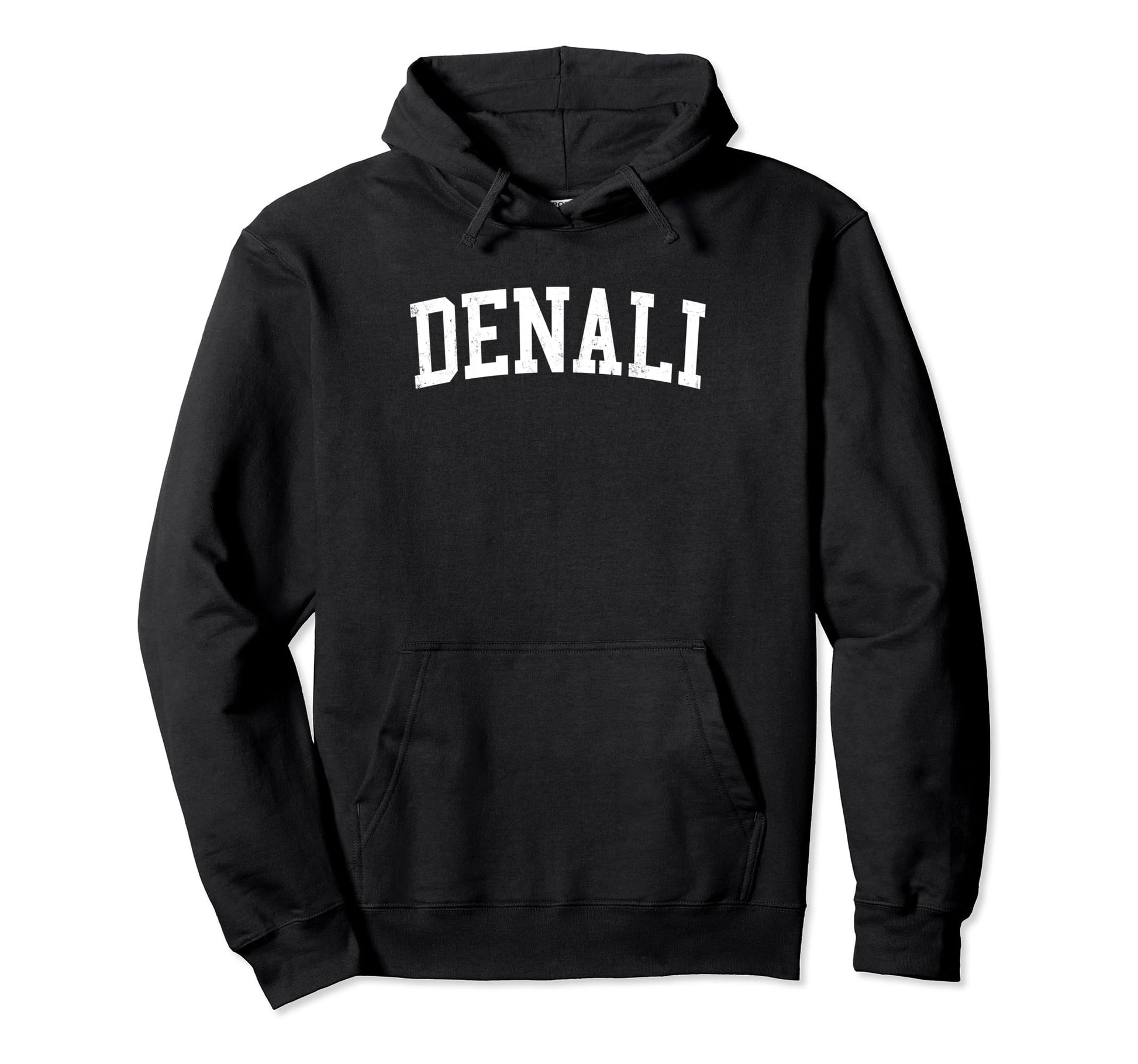 Denali Distressed White Varsity Hoodie - Fun Novelty Design for Adults - T-Shirt, Sweatshirt, Hoodie