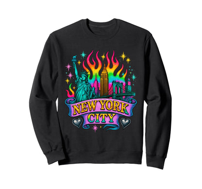 New York City Rainbow Tattoo Art Sweatshirt - Custom Art Print for Adults - T-Shirt, Sweatshirt, Hoodie