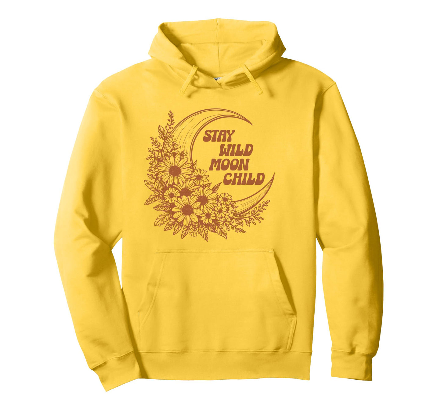Boho Moon Floral Wildflower Line Art Hoodie - Custom Art Print Men Women - T-Shirt, Sweatshirt, Hoodie