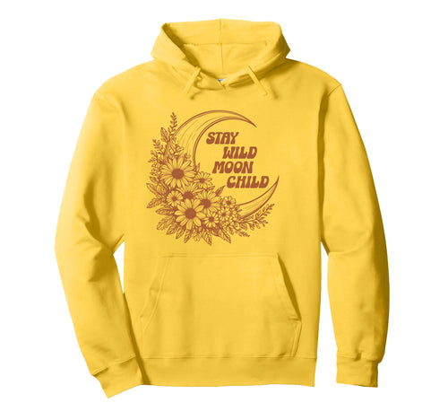 Boho Moon Floral Wildflower Line Art Hoodie - Custom Art Print Men Women - T-Shirt, Sweatshirt, Hoodie