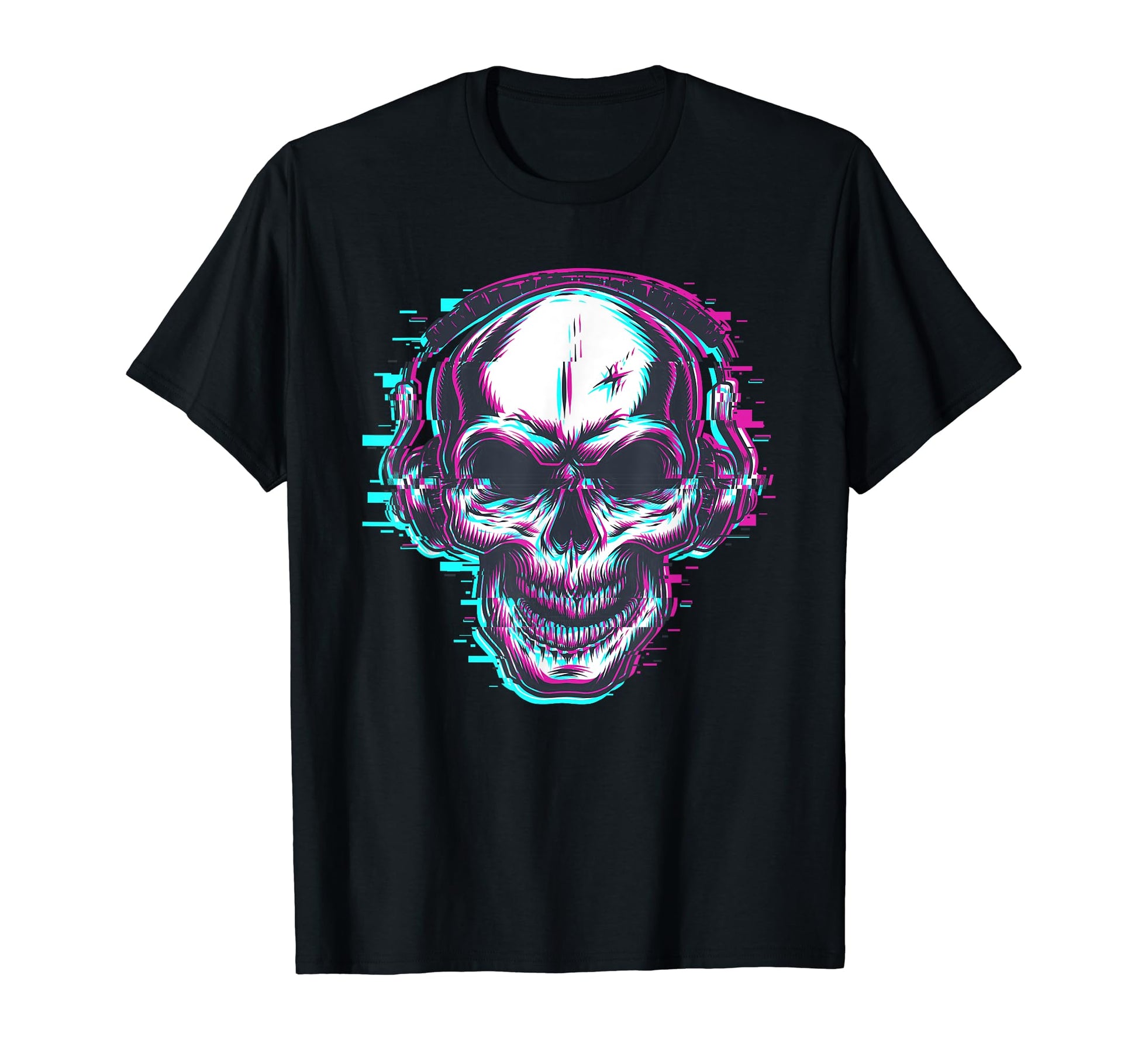 Glitch Skull Vaporwave Aesthetic T-Shirt - Custom Art Print Men Women - T-Shirt, Sweatshirt, Hoodie