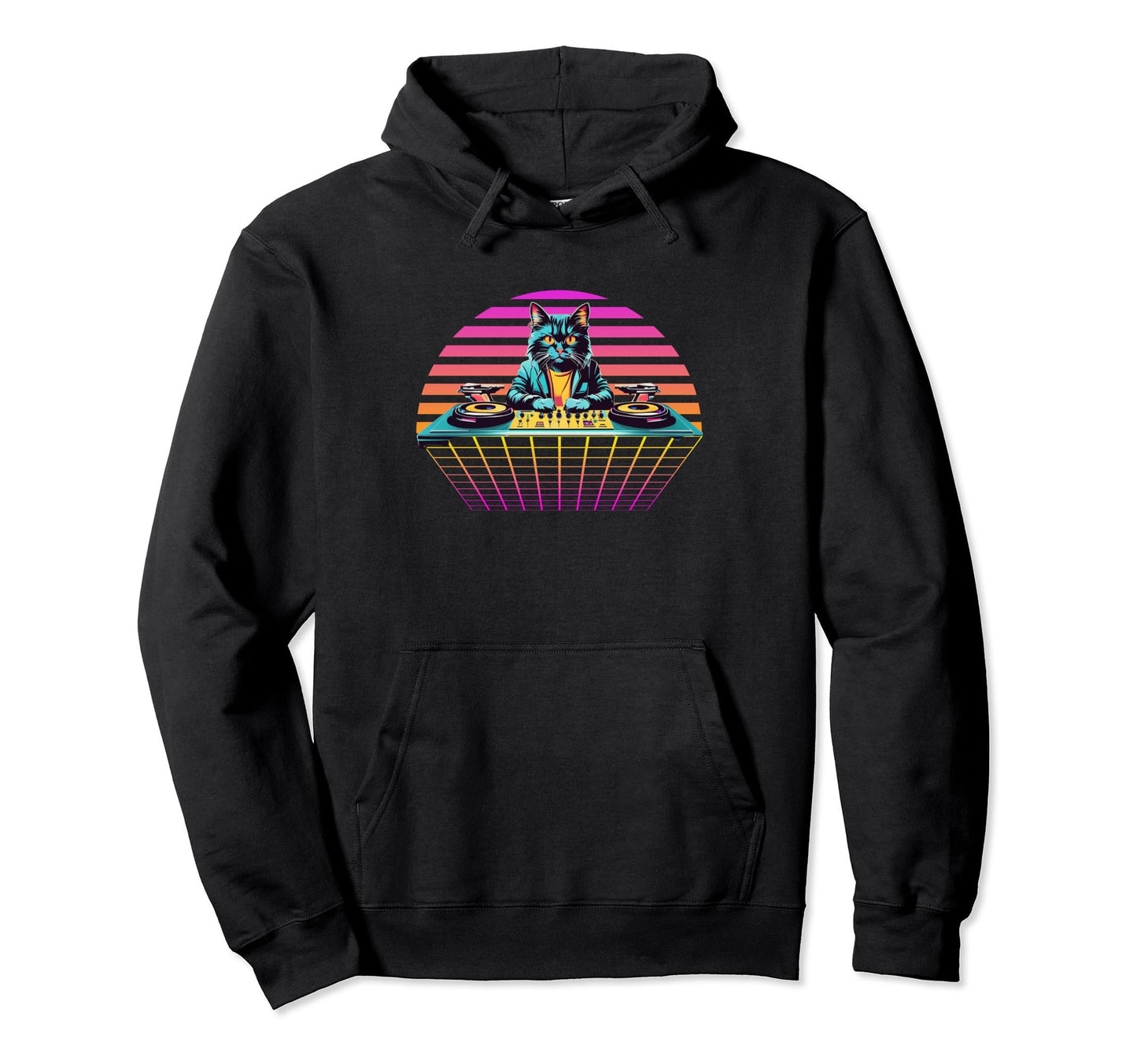 Rainbow House Dj Cat Party Cat Disco Cat Hoodie - Minimalist Print Unisex - T-Shirt, Sweatshirt, Hoodie