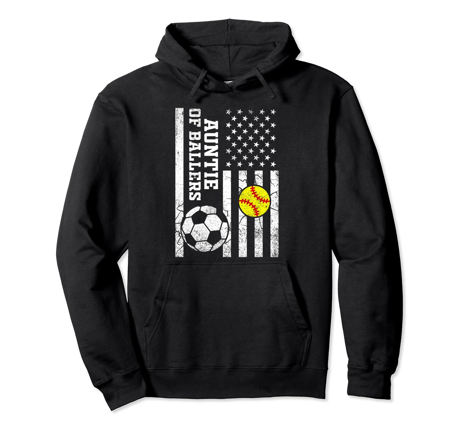 Auntie Ballers Baseball Soccer Hoodie - Custom Art Print for Adults - T-Shirt, Sweatshirt, Hoodie