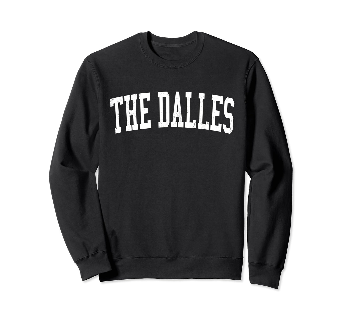 Dalles Or Distressed White Varsity Sweatshirt - Trendy Graphic for Adults - T-Shirt, Sweatshirt, Hoodie