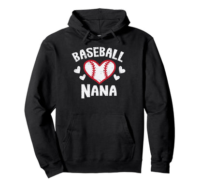 Baseball Nana Heart Family Matching Hoodie - Minimalist Print Men Women - T-Shirt, Sweatshirt, Hoodie