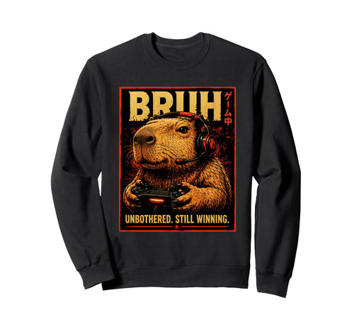 Funny Capybara Gamer Bruh Meme Sweatshirt - Novelty Apparel for Adults - T-Shirt, Sweatshirt, Hoodie