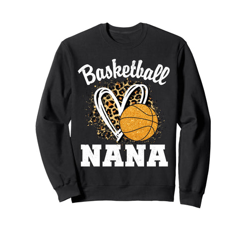 Basketball Nana Leopard Heart Grandma Sweatshirt - Custom Art Print Unisex - T-Shirt, Sweatshirt, Hoodie
