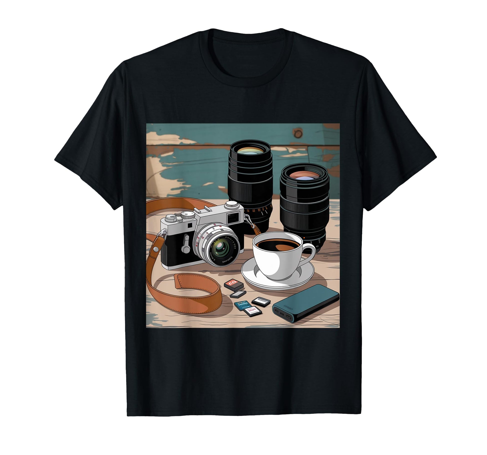 Film Camera And Coffee Lover Camera T-Shirt - Fun Novelty Design Men Women - T-Shirt, Sweatshirt, Hoodie