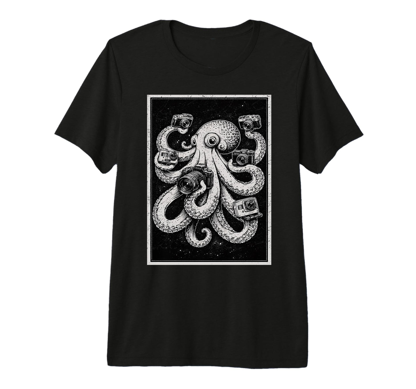 Camera Photographer Octopus Art T-Shirt - Custom Art Print Men Women - T-Shirt, Sweatshirt, Hoodie