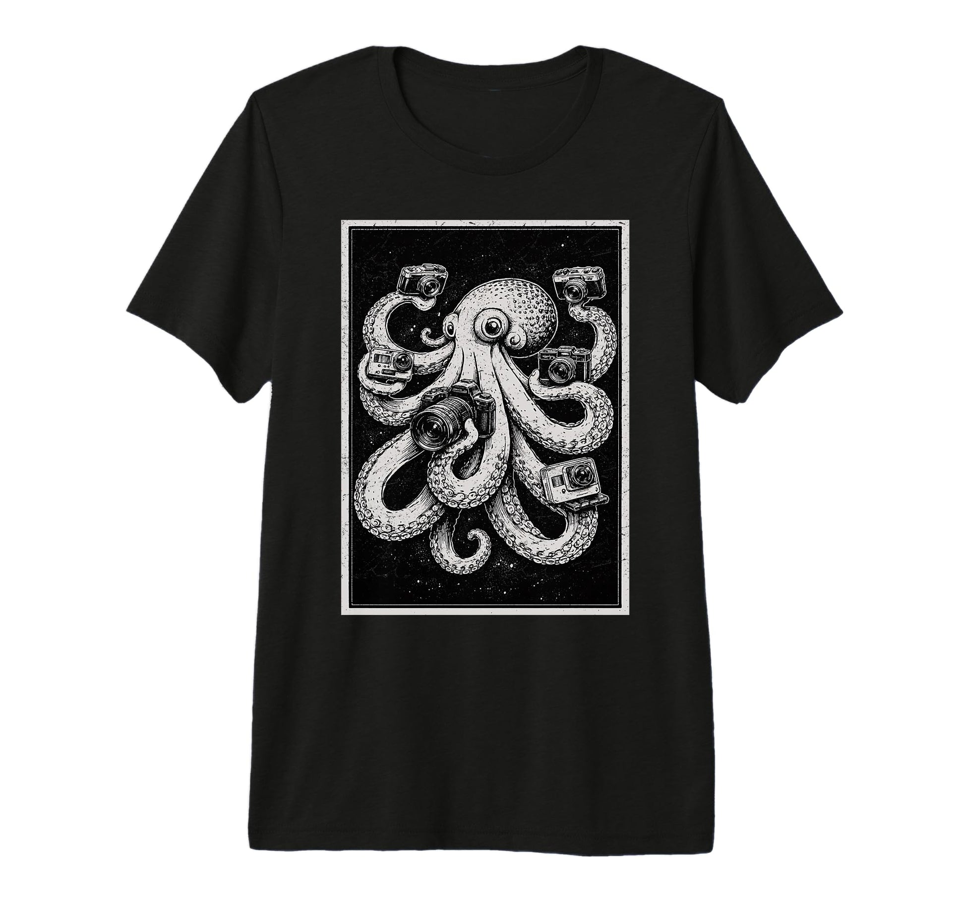 Camera Photographer Octopus Art T-Shirt - Custom Art Print Men Women - T-Shirt, Sweatshirt, Hoodie