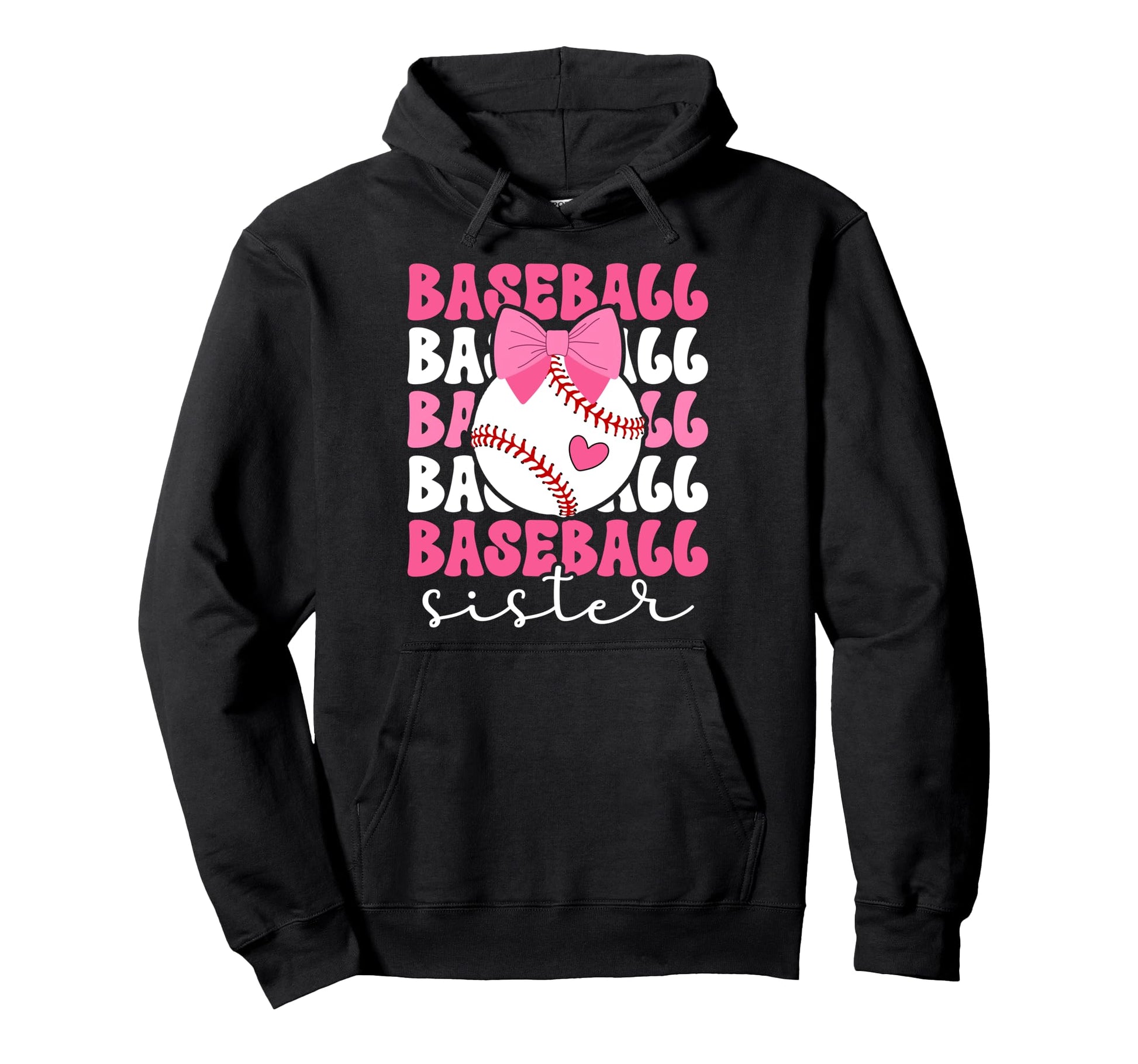 Baseball Sister Bow Baseball Players Hoodie - Aesthetic Graphic for Adults - T-Shirt, Sweatshirt, Hoodie