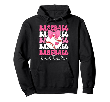 Baseball Sister Bow Baseball Players Hoodie - Aesthetic Graphic for Adults - T-Shirt, Sweatshirt, Hoodie