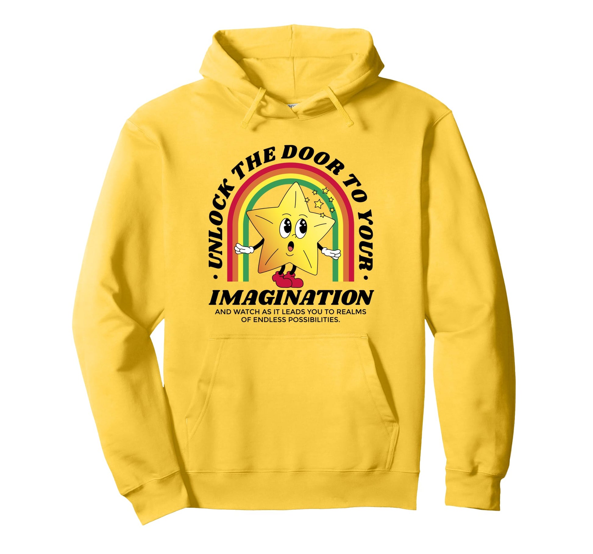 Unlock Imagination Star Cartoon Rainbow Hoodie - Aesthetic Graphic Unisex - T-Shirt, Sweatshirt, Hoodie