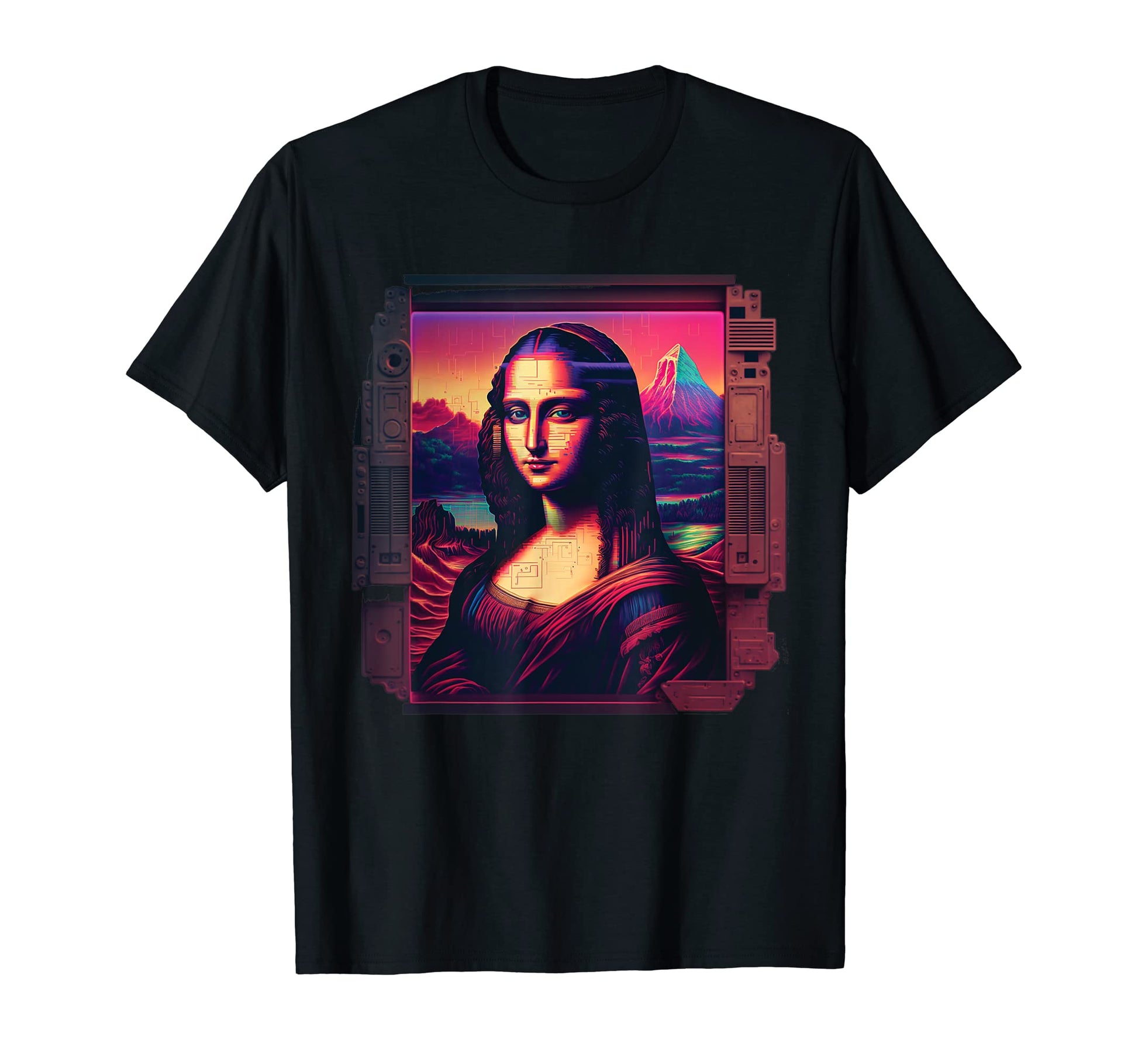 Vaporwave Mona Lisa Aesthetic Synthwave T-Shirt - Custom Art Print Unisex - T-Shirt, Sweatshirt, Hoodie