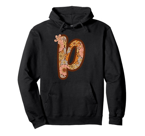Floral Letter P Boho Botanical Alphabet Hoodie - Fun Novelty Design Unisex - T-Shirt, Sweatshirt, Hoodie