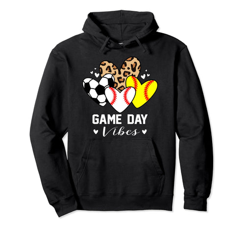 Game Day Vibes Funny Baseball Softball Hoodie - Unique Graphic for Adults - T-Shirt, Sweatshirt, Hoodie