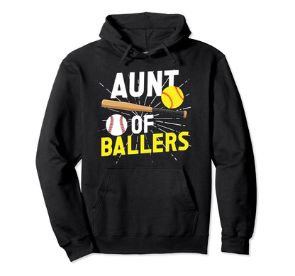 Aunt Ballers Proud Baseball Softball Hoodie - Minimalist Print Men Women - T-Shirt, Sweatshirt, Hoodie